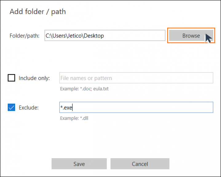 Screenshot of BCWipe interface highlighting how to add a folder or a path
